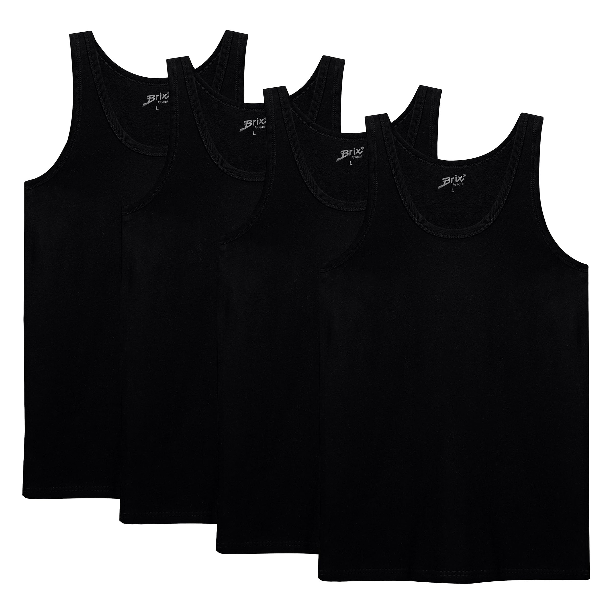 Brix Men's Tank Tops 4 - Pack Cotton Undershirts Soft Breathable Sleeveless Classic Fit